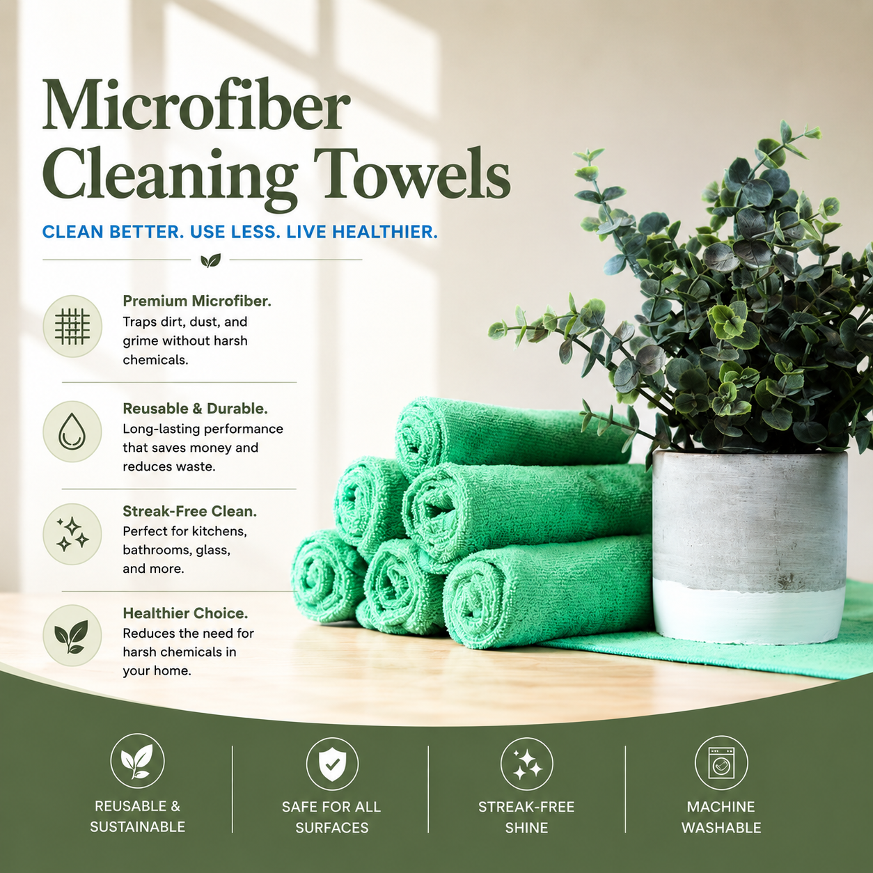 Green Microfiber Towels