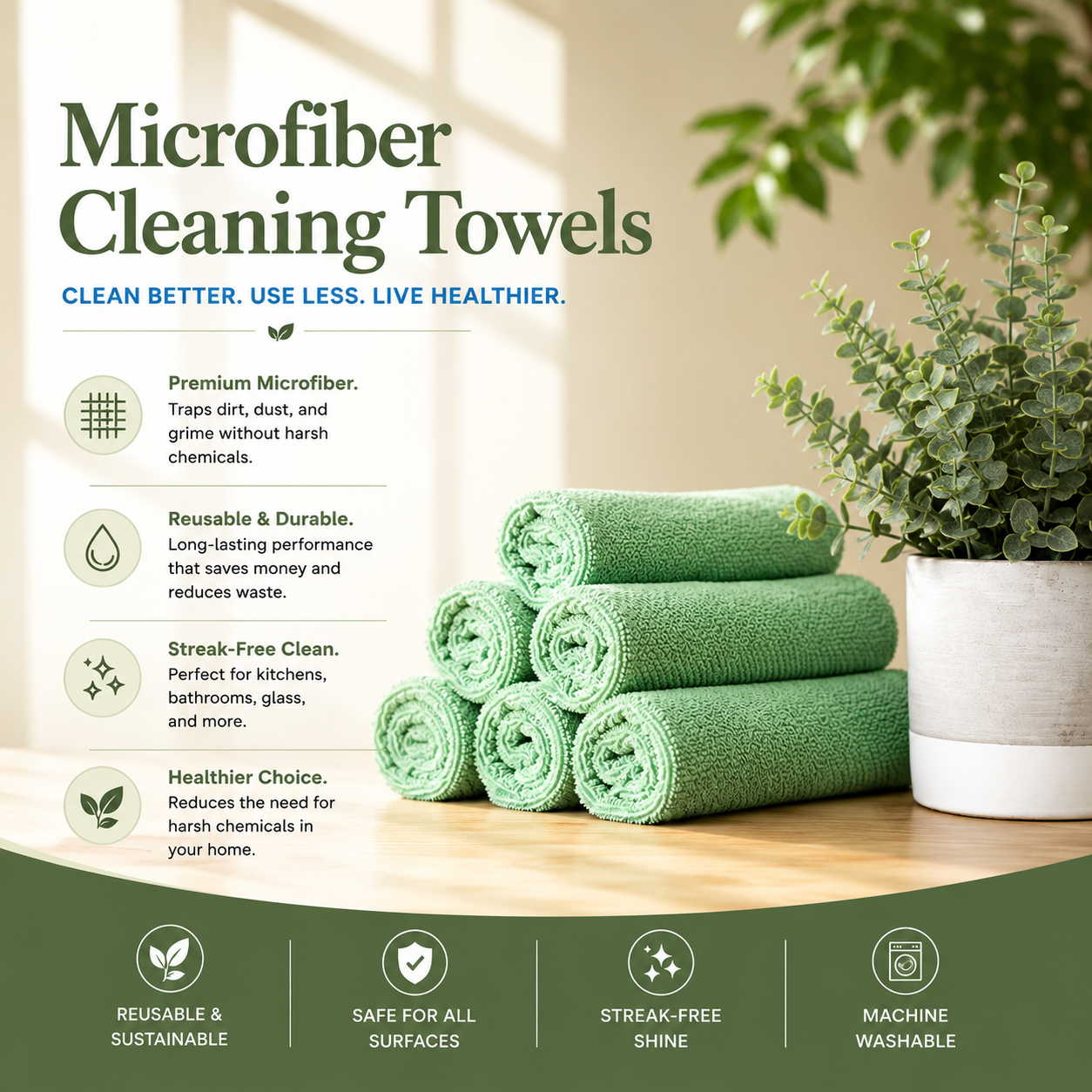 Green Microfiber Towels