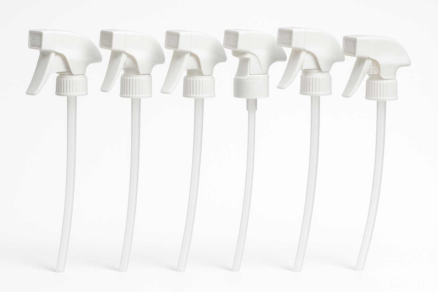 6 white foam trigger sprayers for 24 oz bottles with straws 