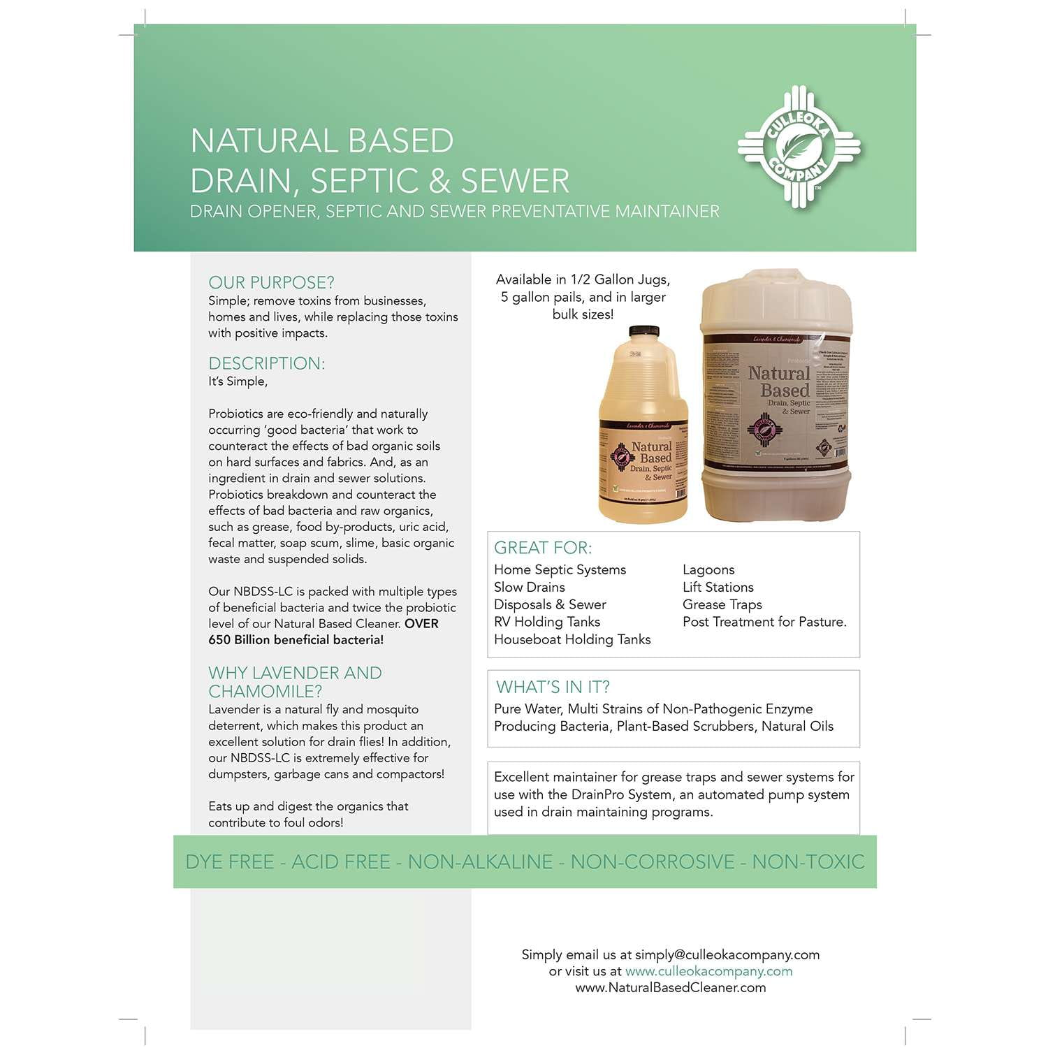Drain, Septic & Sewer Natural Based Cleaner Bundles- Lavender and Chamomile (Business) - Culleoka Company LLC